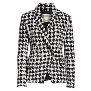 L’Agence Kenzie Houndstooth Blazer Black White Tweed Size 12